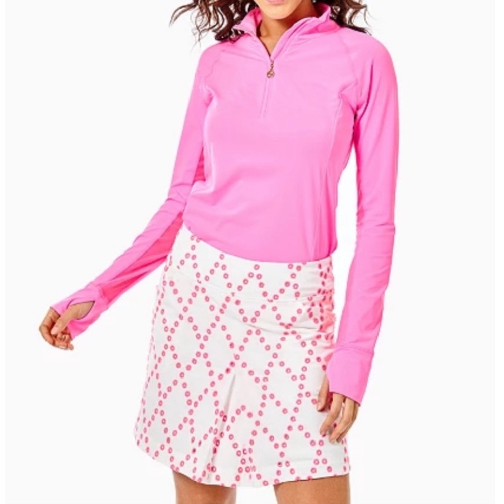Lilly Pulitzer Luxletic Monica Skort Prosecco Pink Eyelet Size 12 UPF50